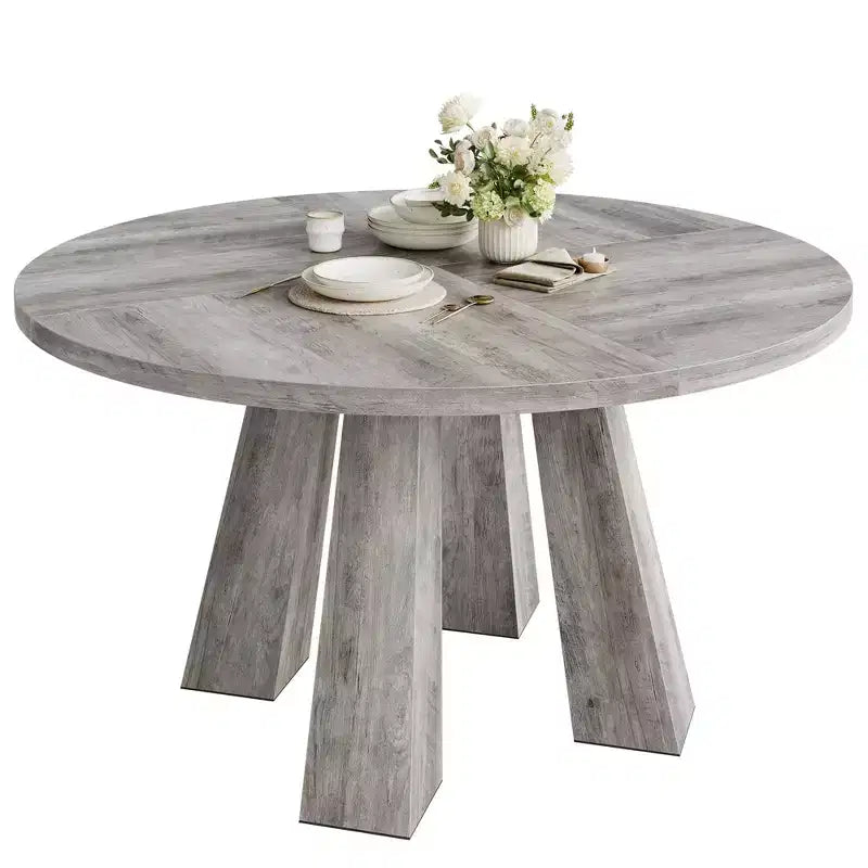 Tavolo da pranzo rotondo per 4-6 persone, tavolo da cucina da 120 cm con base a piedistallo robusta per soggiorno, appartamento