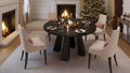 Round Dining Table for 4-6, 47 Wood Kitchen Dinner Table with Sturdy Base Pedestal for Living Room, Apartment