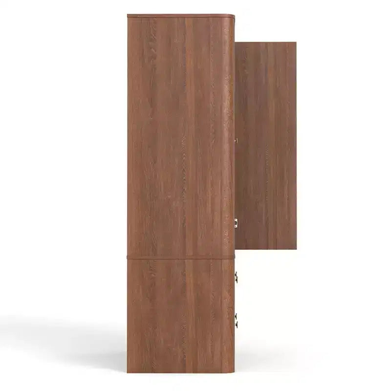 Armadio Guardaroba 2 Ante 2 Cassetti Elegante in Legno Autoportante Mobile Contenitore per Camera da Letto Soggiorno Ufficio