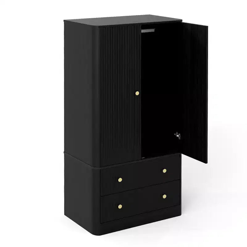 Armadio Guardaroba 2 Ante 2 Cassetti Elegante in Legno Autoportante Mobile Contenitore per Camera da Letto Soggiorno Ufficio