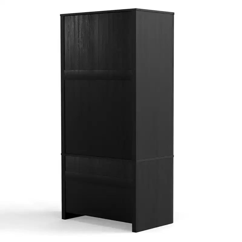 Armadio Guardaroba 2 Ante 2 Cassetti Elegante in Legno Autoportante Mobile Contenitore per Camera da Letto Soggiorno Ufficio