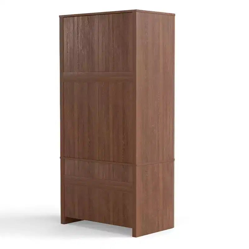 Armadio Guardaroba 2 Ante 2 Cassetti Elegante in Legno Autoportante Mobile Contenitore per Camera da Letto Soggiorno Ufficio
