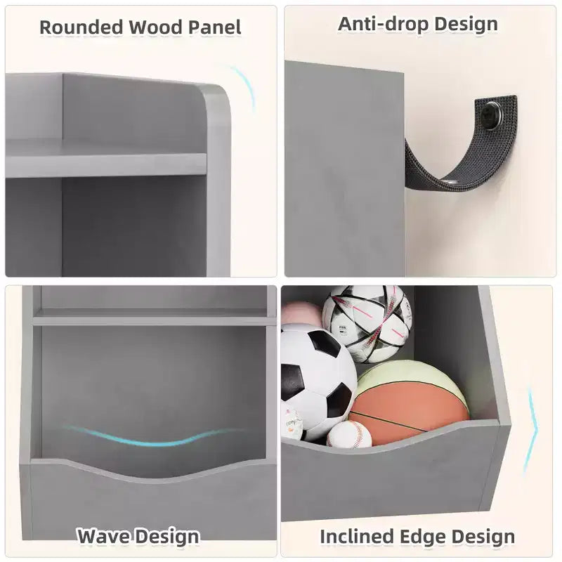 Libreria per bambini a tre livelli con mobiletto contenitore per giocattoli, cubo portaoggetti per bambini