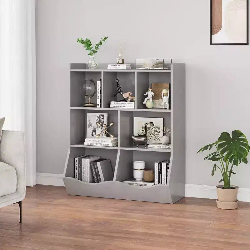 Libreria per bambini a tre livelli con mobiletto contenitore per giocattoli, cubo portaoggetti per bambini