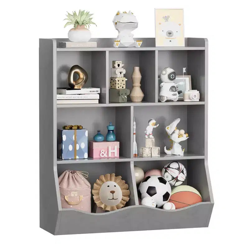 Libreria per bambini a tre livelli con mobiletto contenitore per giocattoli, cubo portaoggetti per bambini