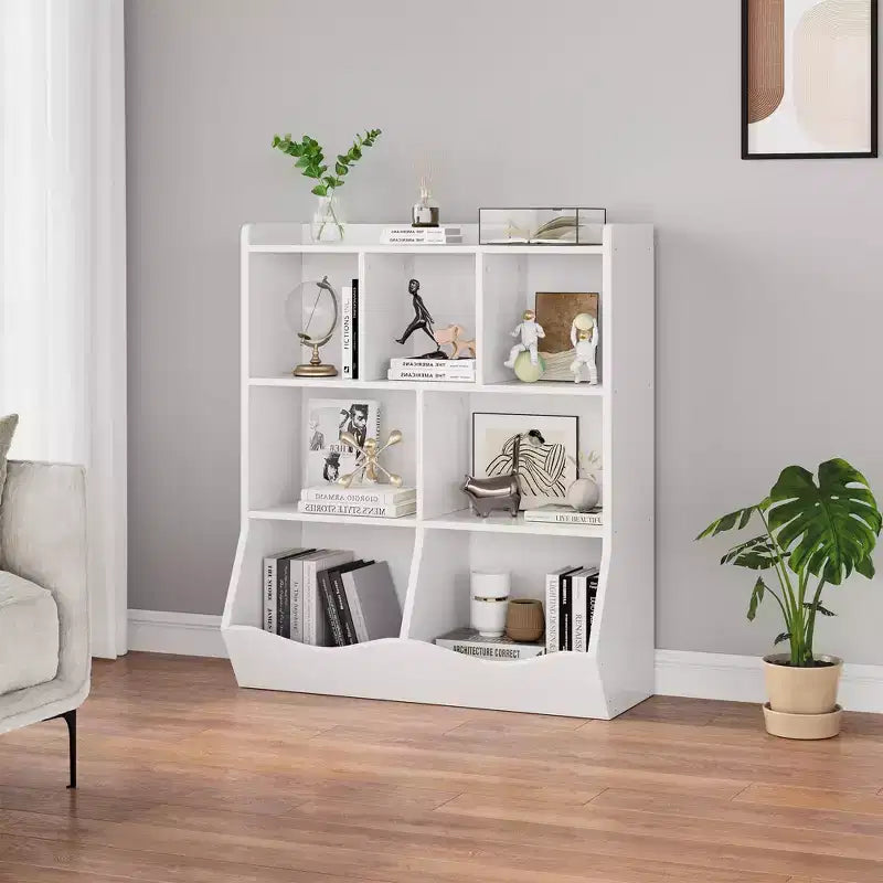 Libreria per bambini a tre livelli con mobiletto contenitore per giocattoli, cubo portaoggetti per bambini