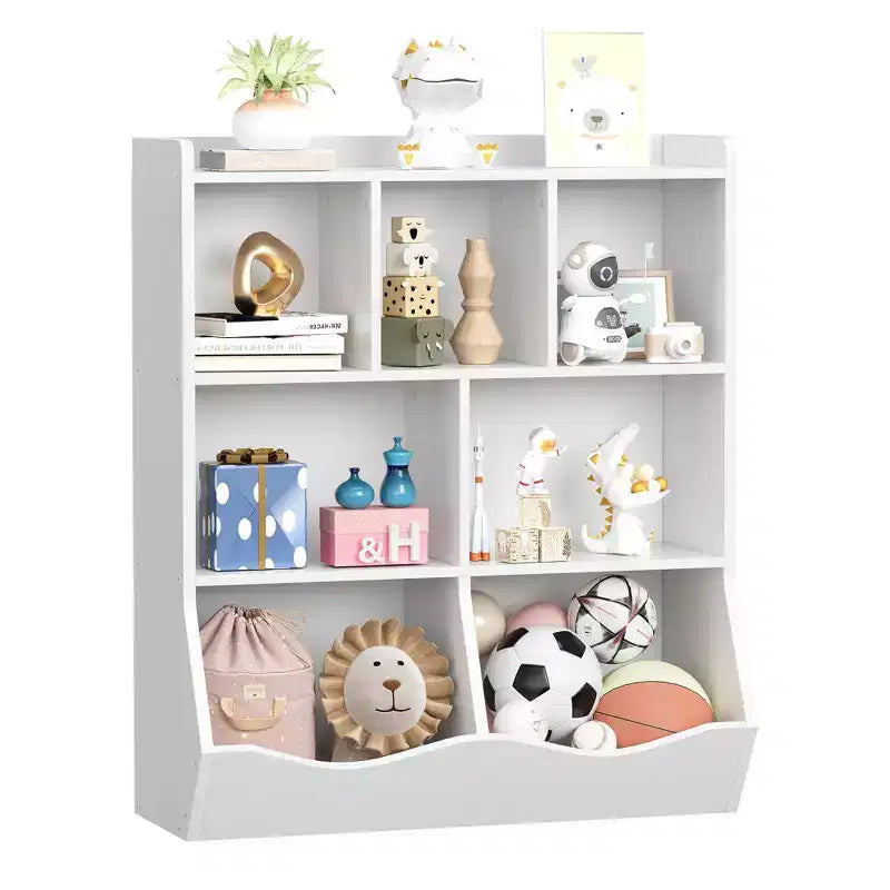 Libreria per bambini a tre livelli con mobiletto contenitore per giocattoli, cubo portaoggetti per bambini