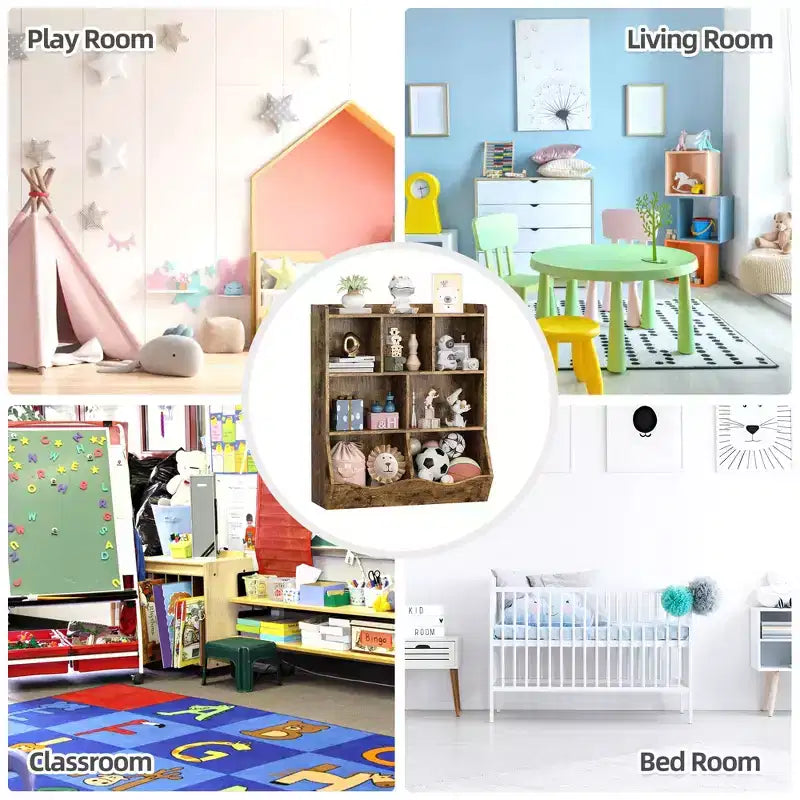 Libreria per bambini a tre livelli con mobiletto contenitore per giocattoli, cubo portaoggetti per bambini