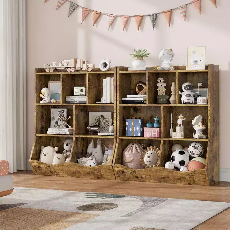 Libreria per bambini a tre livelli con mobiletto contenitore per giocattoli, cubo portaoggetti per bambini