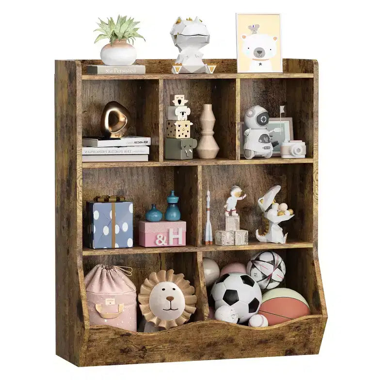 Libreria per bambini a tre livelli con mobiletto contenitore per giocattoli, cubo portaoggetti per bambini