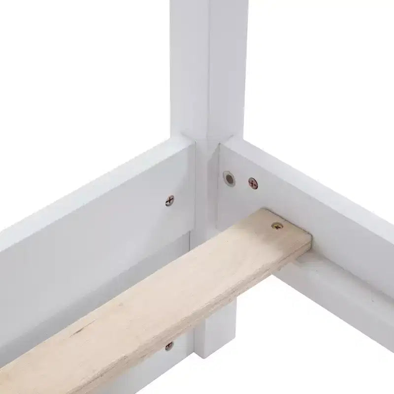 Letto a castello in legno Queen su Queen con armadietti portaoggetti integrati, stazione di ricarica, scaletta e sponde di sicurezza