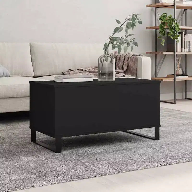 Tavolino da salotto bianco in legno multistrato, Tavolino da salotto medio in metallo