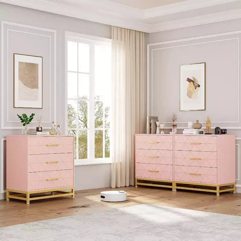 Cassettiera in legno a 3 cassetti, comò moderno con maniglie in metallo, organizer per camera da letto e soggiorno