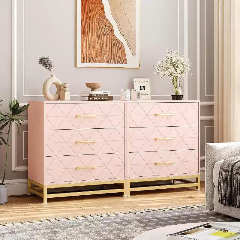 Cassettiera in legno a 3 cassetti, comò moderno con maniglie in metallo, organizer per camera da letto e soggiorno