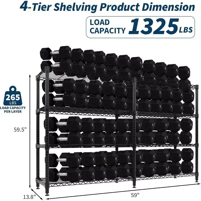 Scaffale a 5 ripiani in filo metallico resistente, regolabile a forma di L con piedini di livellamento, capacità di 601 kg per garage, dispensa e cucina