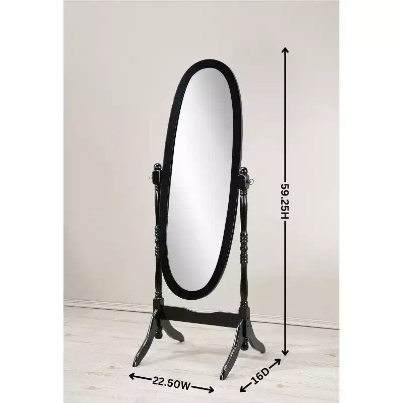 Specchio ovale a figura intera, specchio da parete con cornice in legno per camera da letto, soggiorno, guardaroba