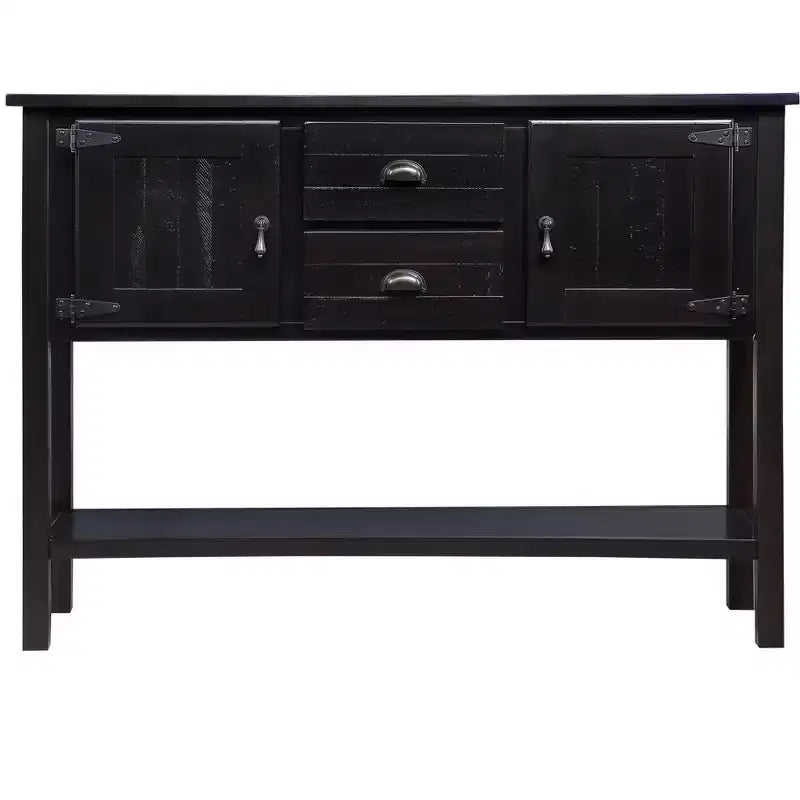 48 Tavolo Console Credenza in Legno Massello di Pino, Mobile con 2 Cassetti, 2 Armadietti, Ripiano Inferiore, Mobile Contenitore Buffet per Cucina, Sala da Pranzo