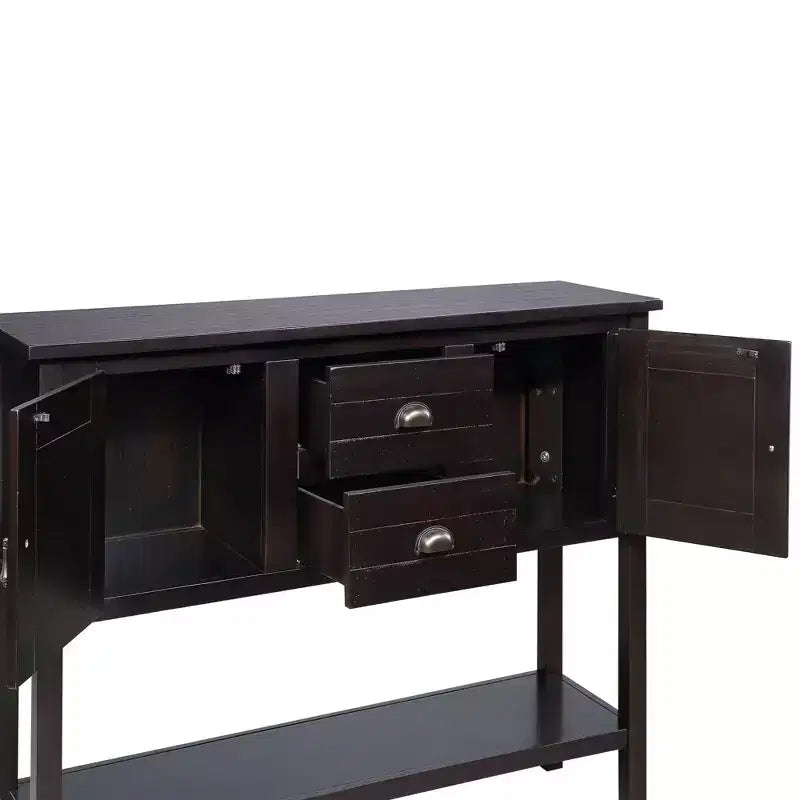 48 Tavolo Console Credenza in Legno Massello di Pino, Mobile con 2 Cassetti, 2 Armadietti, Ripiano Inferiore, Mobile Contenitore Buffet per Cucina, Sala da Pranzo