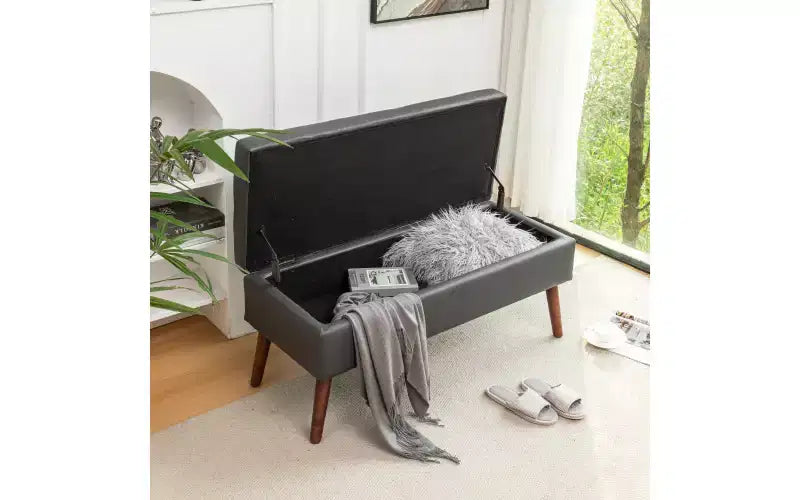 Panca contenitore rettangolare, pouf imbottito per soggiorno, corridoio, camera da letto, ingresso, fondo letto,