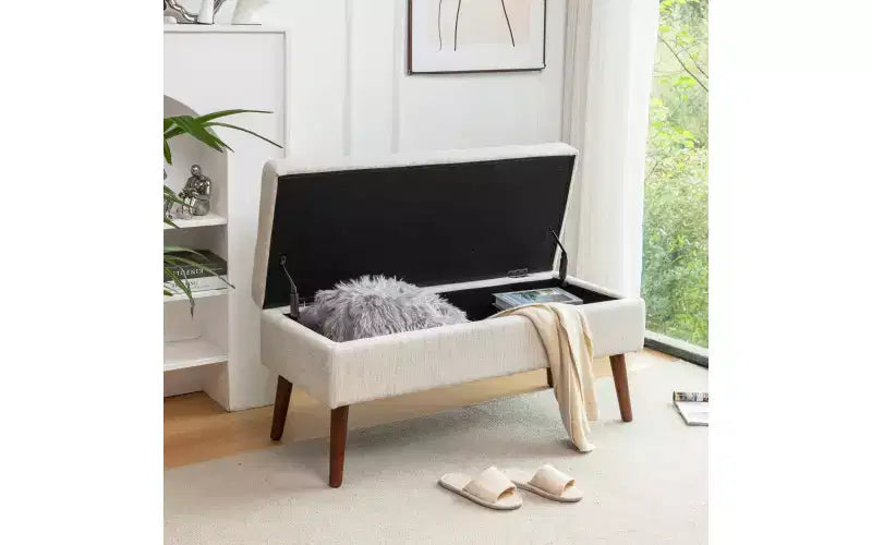 Rectangle Storage Bench, Upholstered Ottoman for Living Room Hallway Bedroom Entryway End of Bed,