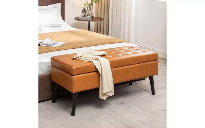 Panca contenitore rettangolare, pouf imbottito per soggiorno, corridoio, camera da letto, ingresso, fondo letto,