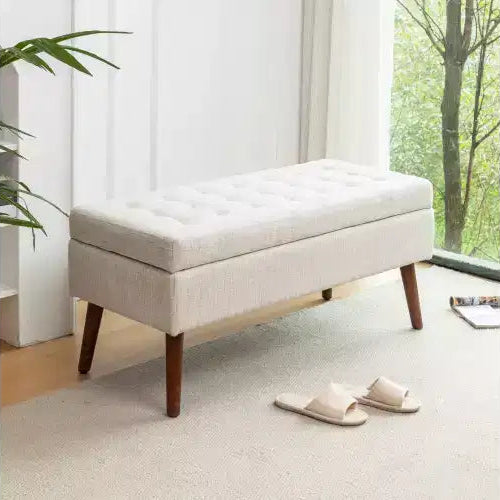 Rectangle Storage Bench, Upholstered Ottoman for Living Room Hallway Bedroom Entryway End of Bed,