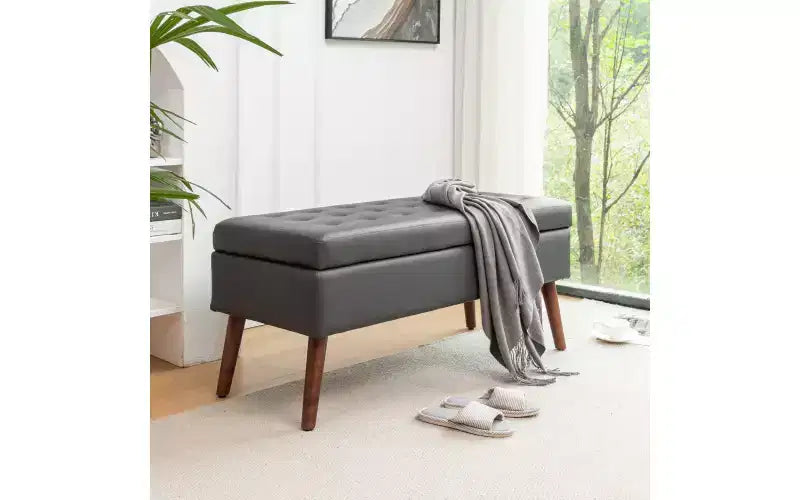 Rectangle Storage Bench, Upholstered Ottoman for Living Room Hallway Bedroom Entryway End of Bed,