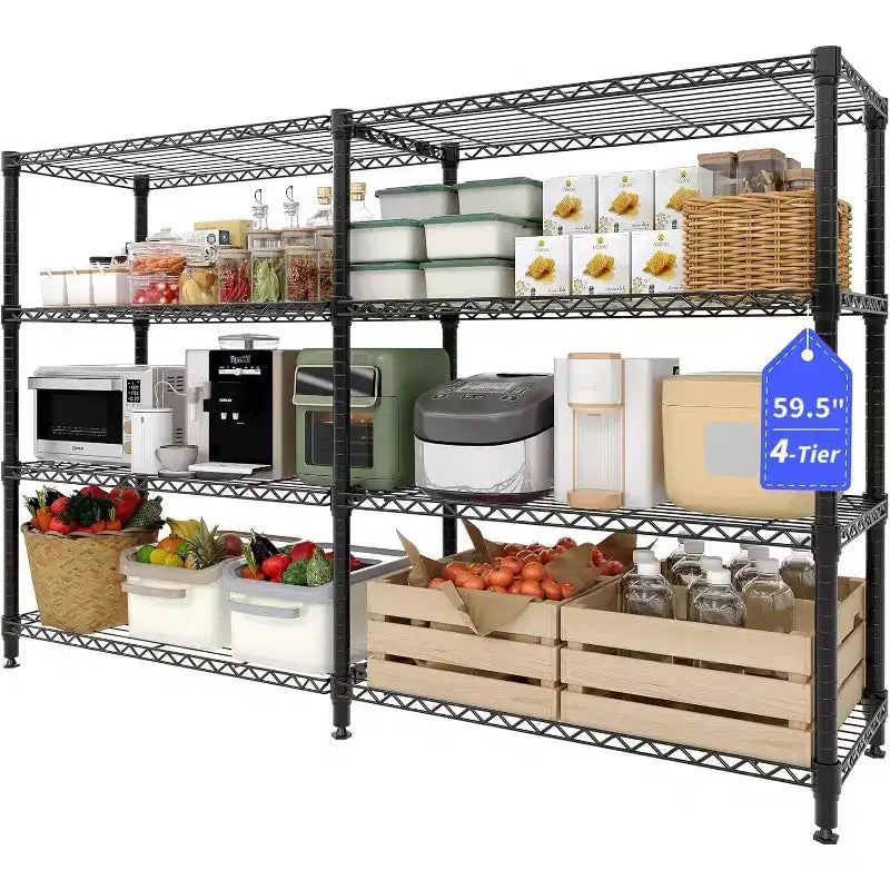 Scaffale portaoggetti in filo metallico resistente a 5 ripiani, unità di scaffalatura regolabile per dispensa cucina, garage e uso commerciale, organizzatore autoportante ampio