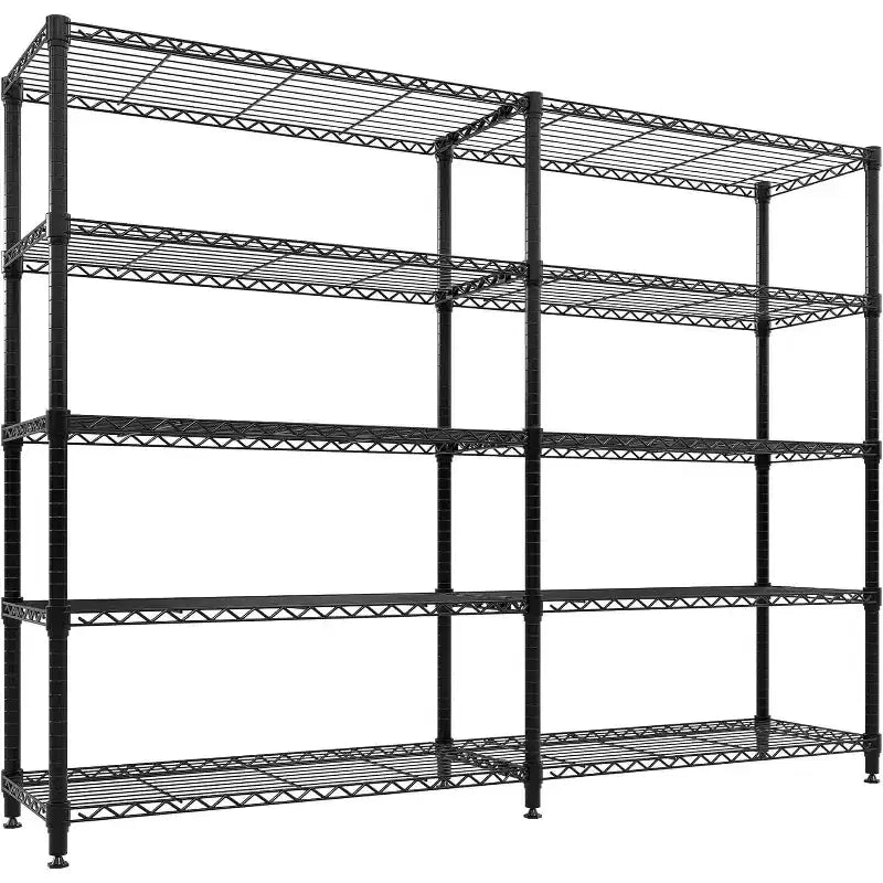 Scaffale portaoggetti in filo metallico resistente a 5 ripiani, unità di scaffalatura regolabile per dispensa cucina, garage e uso commerciale, organizzatore autoportante ampio