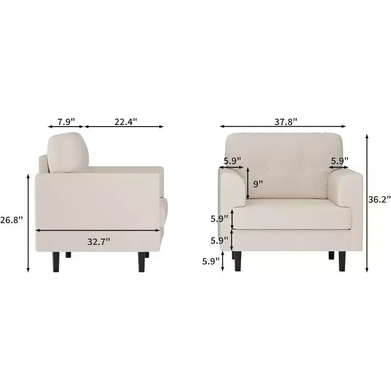Poltrona Ergonomica con Braccioli Ampi, Poltrona da Lettura Imbottita da 96cm, Poltrona Singola Moderna e Confortevole per Soggiorno e Camera da Letto
