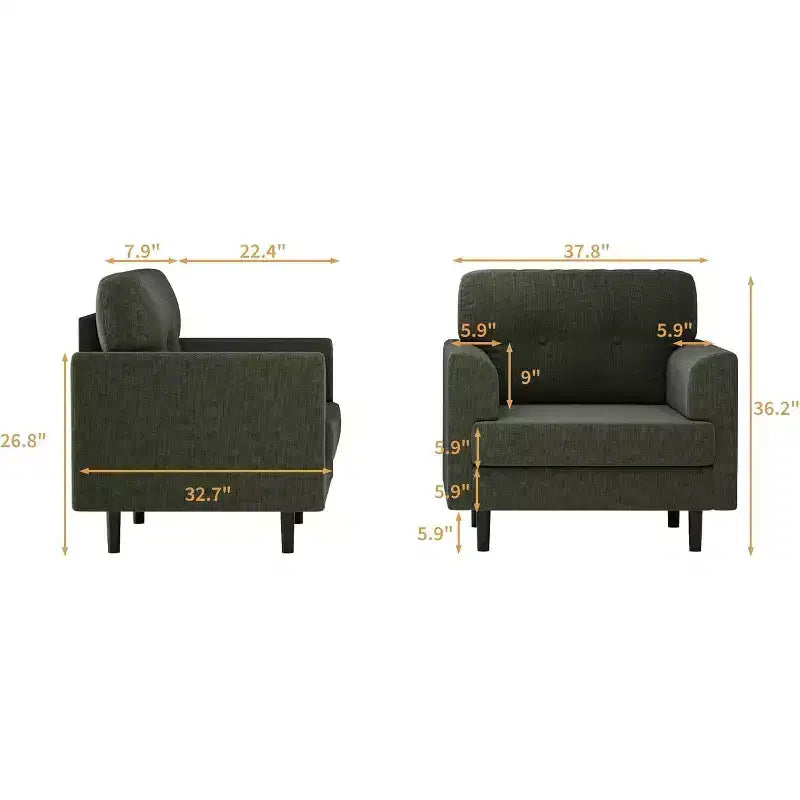 Poltrona Ergonomica con Braccioli Ampi, Poltrona da Lettura Imbottita da 96cm, Poltrona Singola Moderna e Confortevole per Soggiorno e Camera da Letto