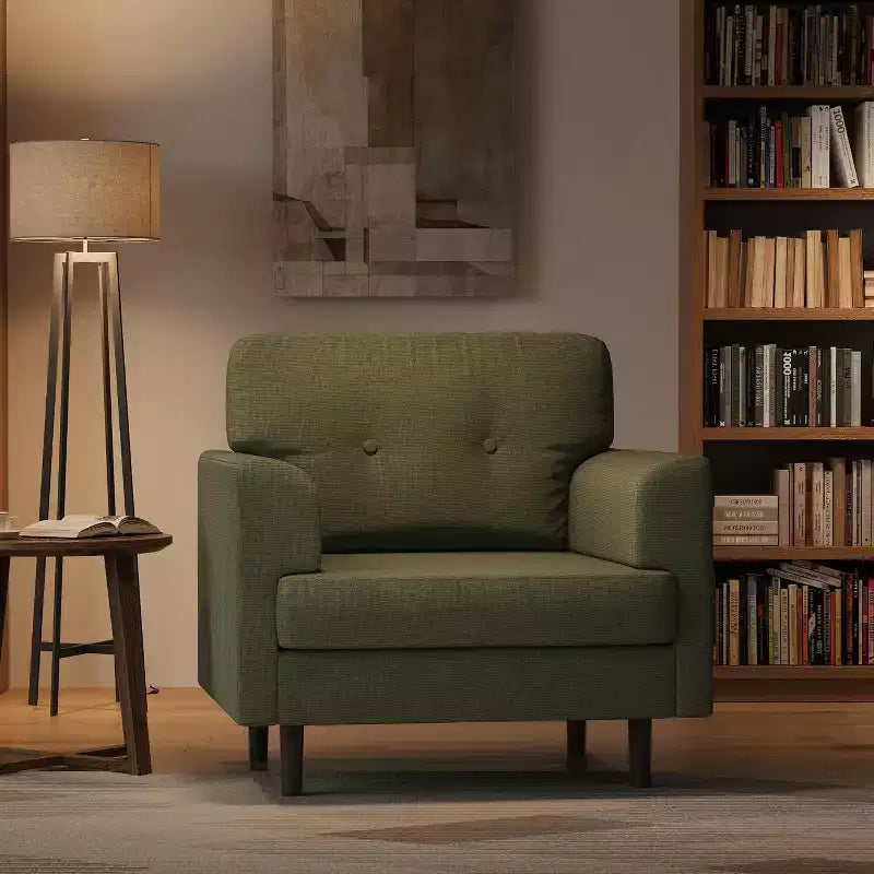 Poltrona Ergonomica con Braccioli Ampi, Poltrona da Lettura Imbottita da 96cm, Poltrona Singola Moderna e Confortevole per Soggiorno e Camera da Letto