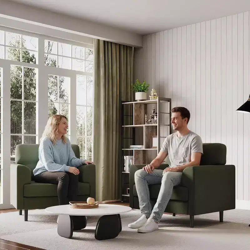 Poltrona Ergonomica con Braccioli Ampi, Poltrona da Lettura Imbottita da 96cm, Poltrona Singola Moderna e Confortevole per Soggiorno e Camera da Letto