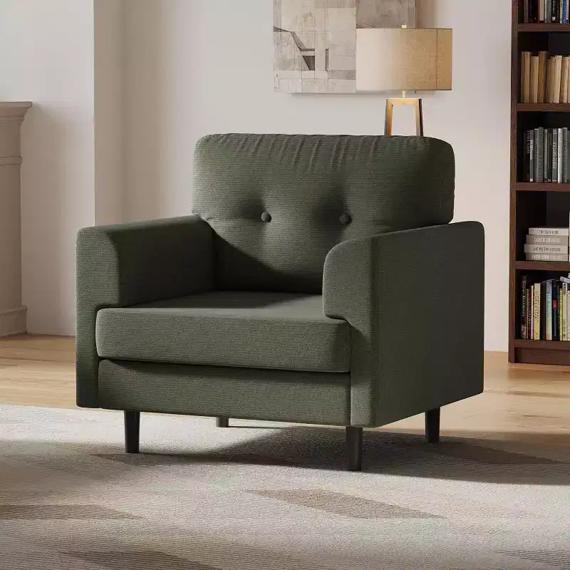 Ergonomic Accent Chair with Wide Armrests, 38in Upholstered Reading Armchair, Modern Comfortable Single Seater for Living Room Bedroom