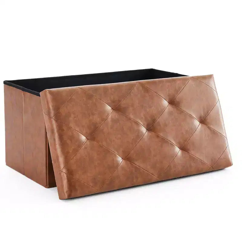 30/43IN Foldable Storage Bench with Thicker Foam Padded Seat, End of Bed Bench, Entryway Bench for Living Room